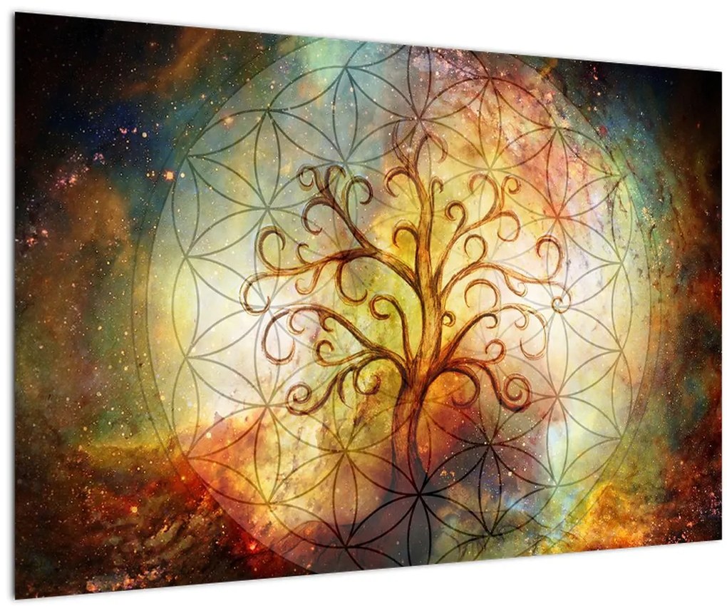 Tablou abstract cu copac (90x60 cm)