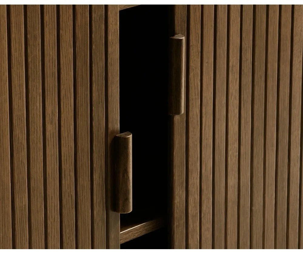 Dulap maro cu aspect de lemn de stejar cu ușă glisantă 113x90 cm Cavo – Unique Furniture