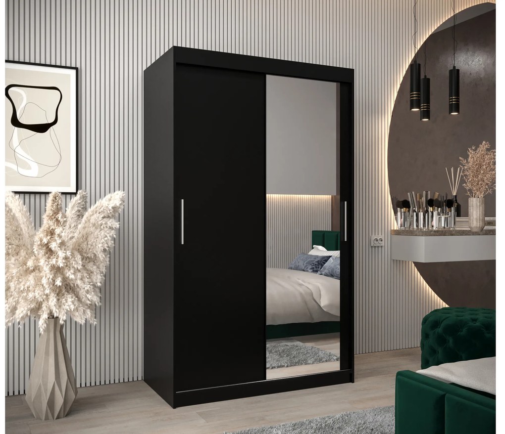 Dulap de haine 120 cm Toki 2 (negru mat + stejar artisan). 1064977