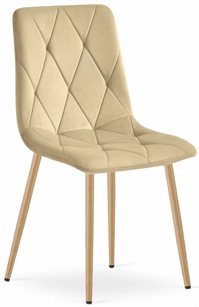 Scaun Bucatarie/Dining Fido Picioare Finisaj Lemn, Catifea Crem