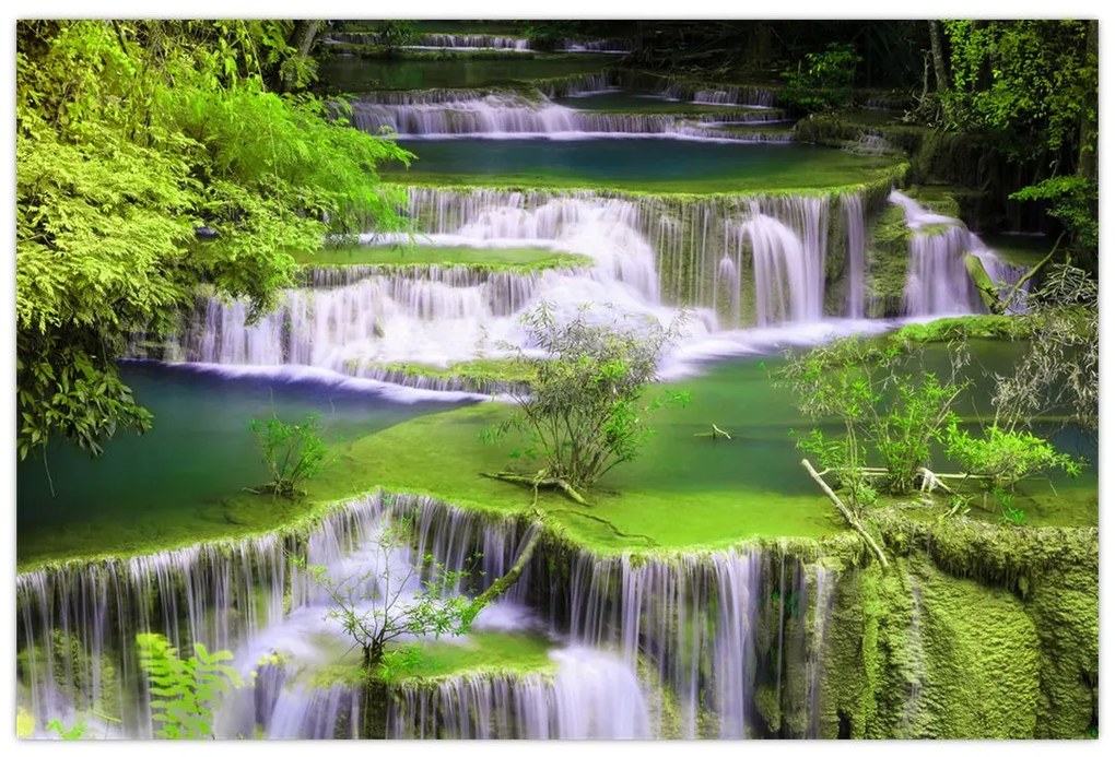 Tablou - Cascada Huay Mae Khamin, Kanchanaburi, Thailanda (90x60 cm)