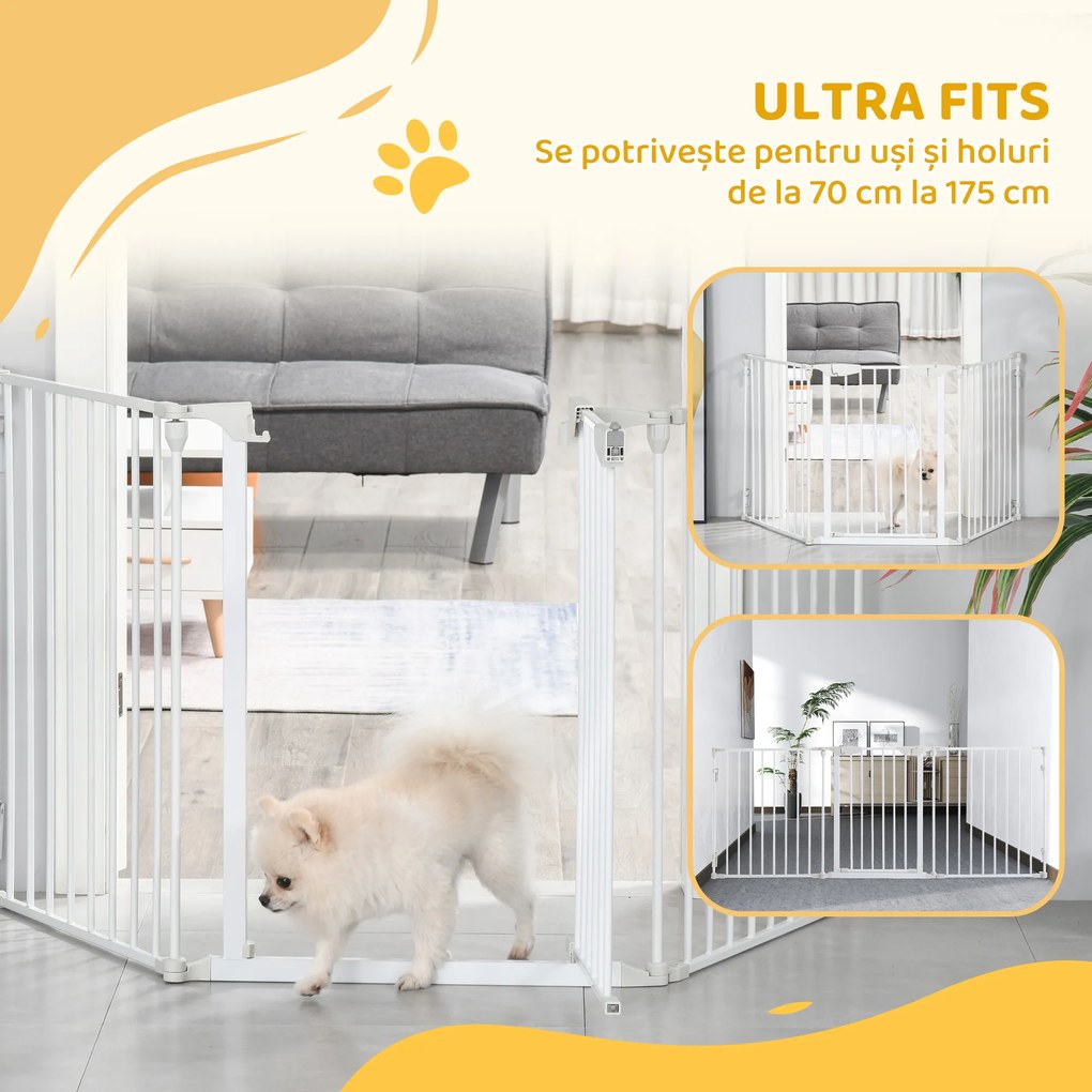 PawHut Gard Pliabil și Modular pentru Câini cu 3 Panouri Alb | Aosom Romania