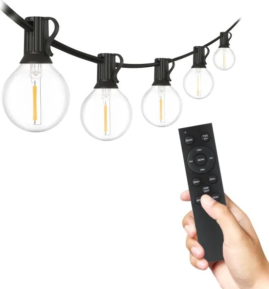 Brilagi - Ghirlandă LED decorativă de exterior GIRLANDA 25xE12 20m negru IP44 alb cald + telecomandă