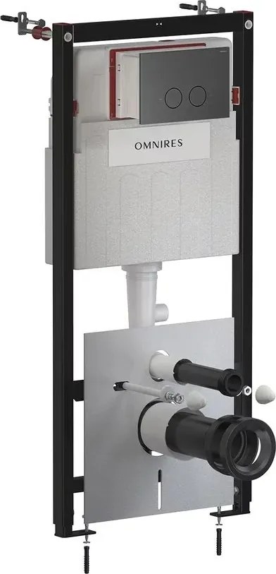 Rezervor incastrat Omnires StrongFrame ECO pentru vas WC suspendat si clapeta de actionare Steel-R45 finisaj grafit periat