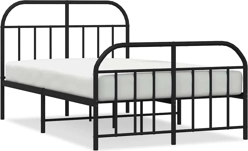 vidaXL Cadru pat metalic cu tăblie de cap/picioare, negru, 120x190 cm