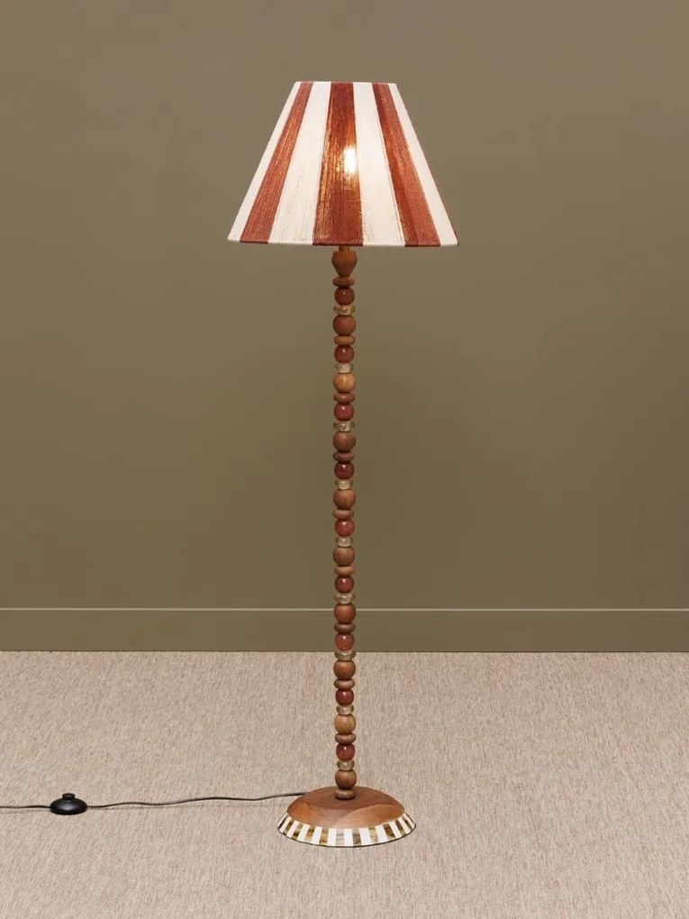 Lampadar din margele de sticla, cu abajur din bumbac, Morena