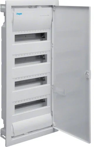 Tablou 48 module cu usa metalica, montaj incastrat(ST), alb, usa mata alba, Hager