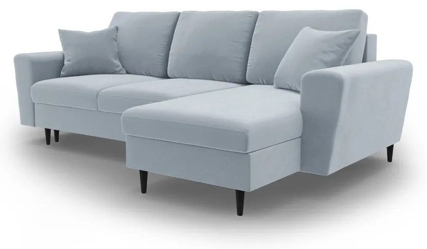 Colțar albastru deschis extensibil, cu spațiu de depozitare cu tapițerie din catifea Kyoto – Cosmopolitan Design