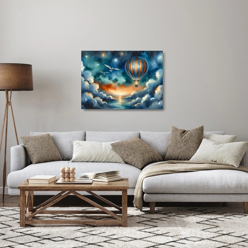 Tablou pe sticlă - Zbor sub cerul nopții (70x50 cm)