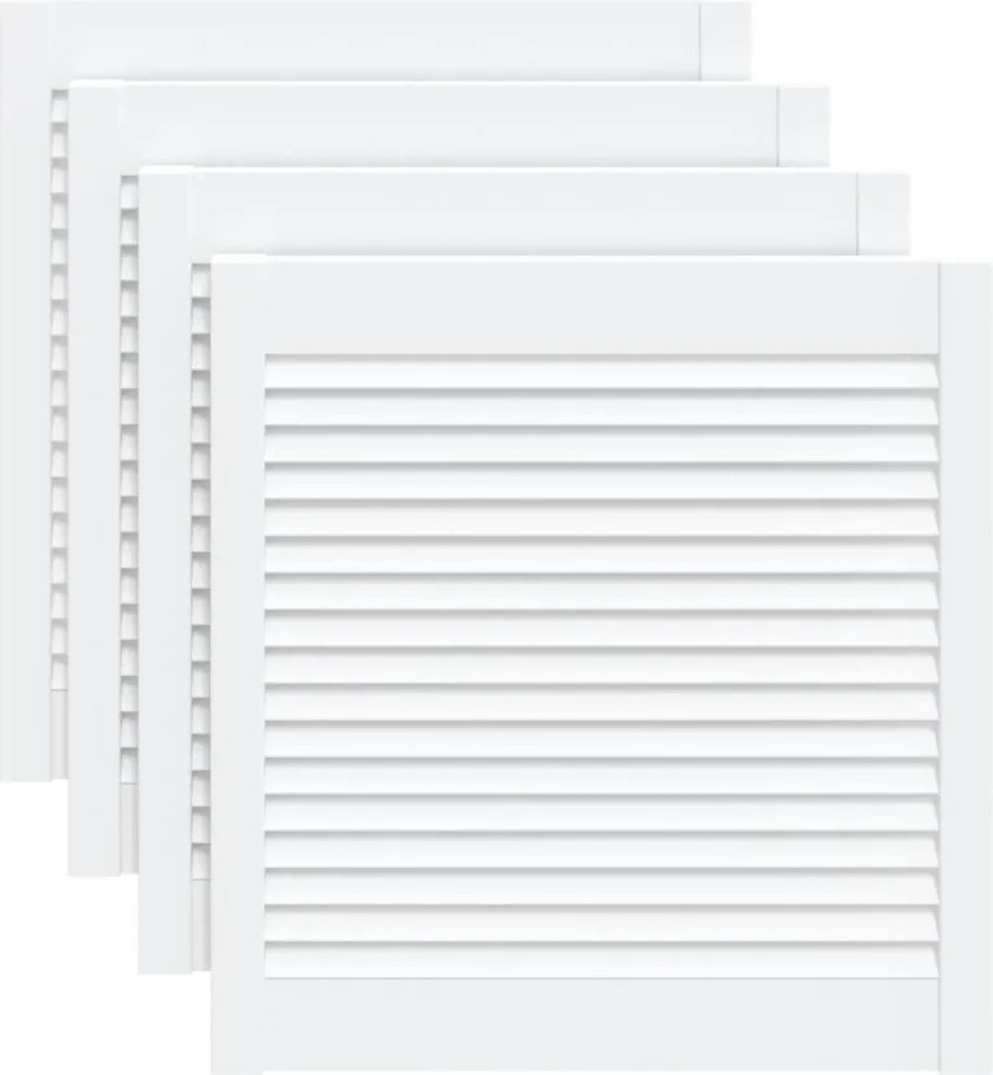 vidaXL Uși dulap design lambriu 4 buc. alb 61,5x59,4 cm lemn masiv pin