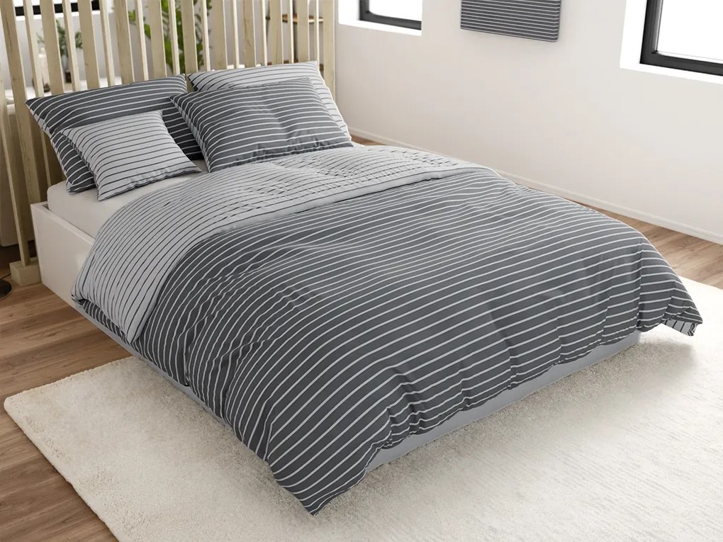 Povlečení z Renforcé bavlny CAPRIVI šedé knoflík Dimensiune lenjerie de pat: 70 x 90 cm | 140 x 200 cm