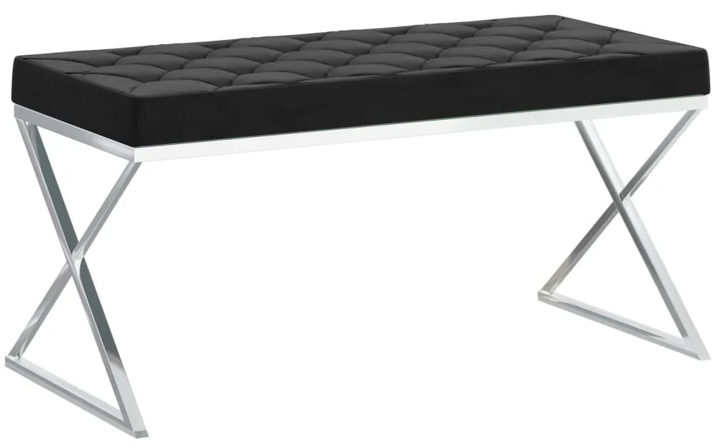 vidaXL Banchetă, 97 cm, catifea neagră și oțel inoxidabil