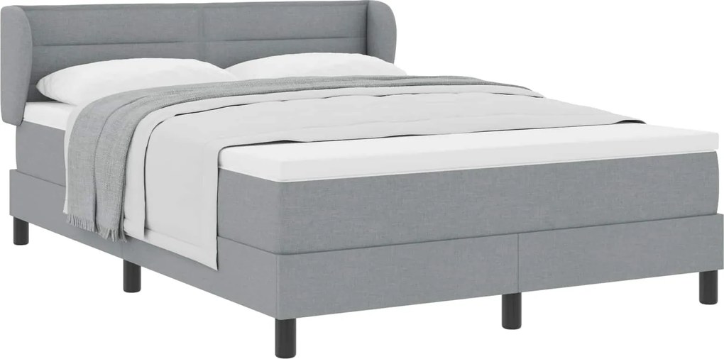 vidaXL Pat cu arcuri cu saltea Gri deschis 160 x 200 cm țesătură