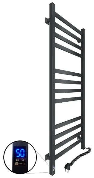 Radiator baie tip scară AVANGARD cu termostat, 459 W, 230 V, 120,6 cm, IP44, negru pr.