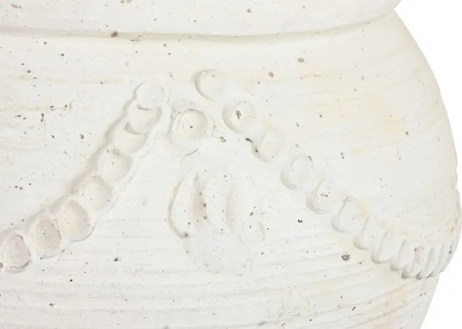 Ghiveci decorativ din teracotă artizanală, finisaj craft brut alb-crem, 48×48×57 cm, „Jerba"