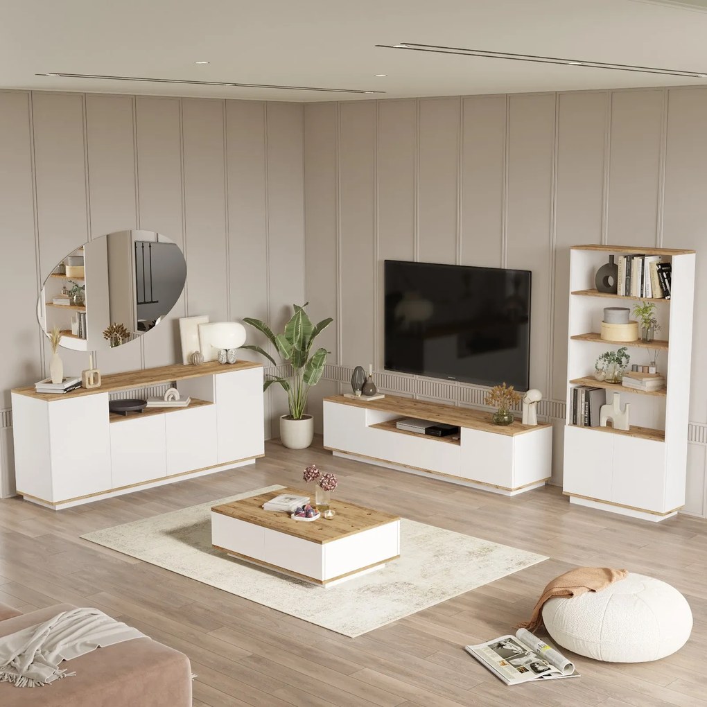 Mobilier living Freddie 19 (Pin atlantic + Alb). 1073056