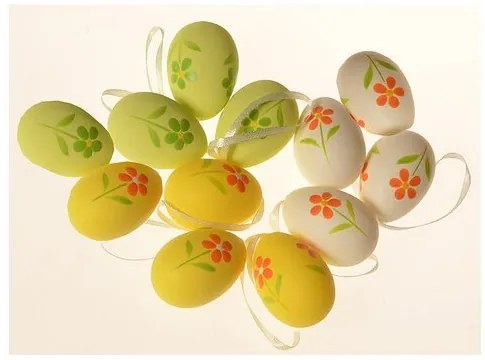 Set de ouă suspendate pentru exterior, înălțime 4cm, 12 bucăți în pachet, culori asortate