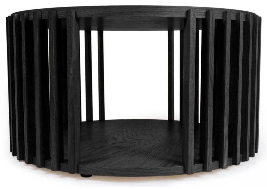 Masă auxiliară din lemn de stejar Woodman Drum, ø 83 cm, negru