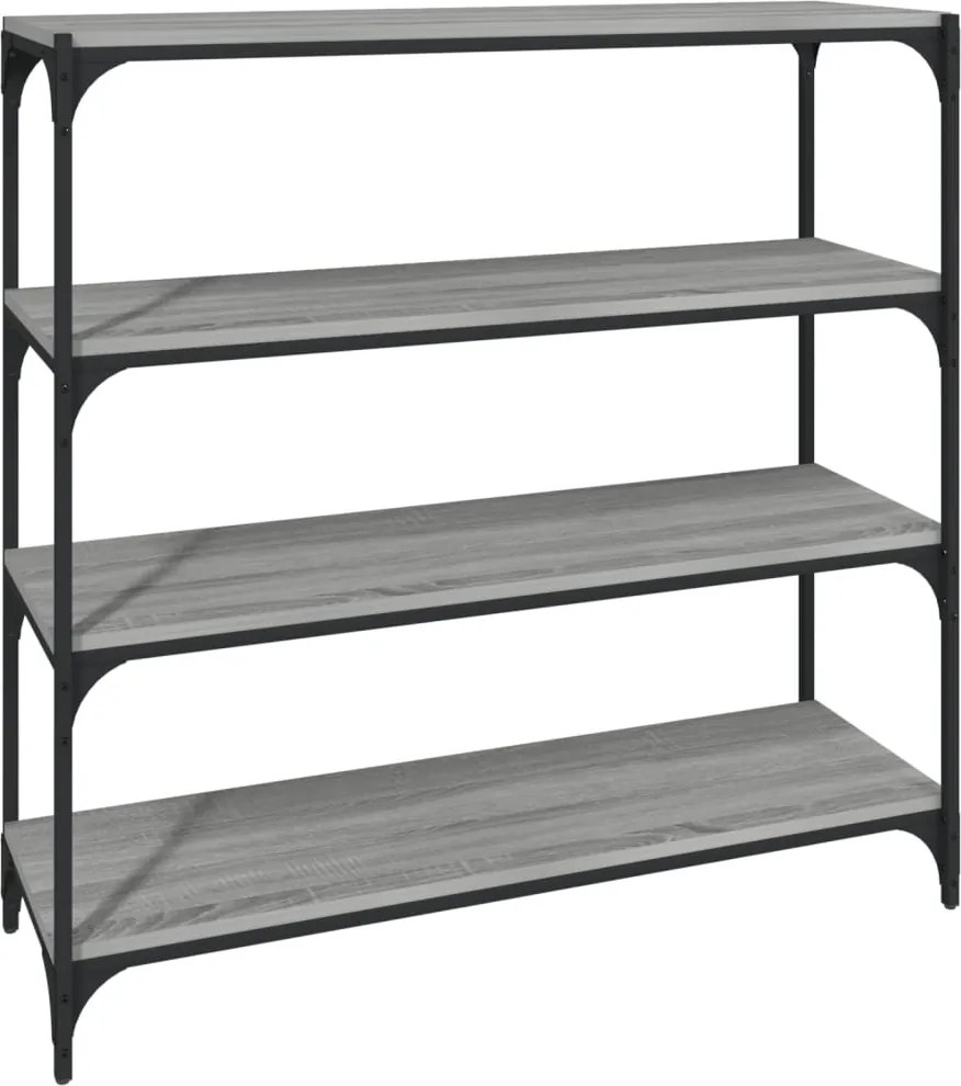 vidaXL Raft de cărți gri sonoma, 100x33x100 cm, lemn prelucrat și oțel