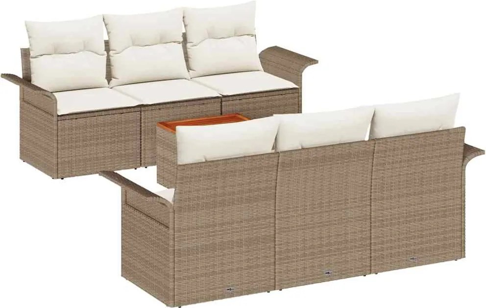 vidaXL Set de canapele pentru grădină 7 pcs Bej și crem poliratan