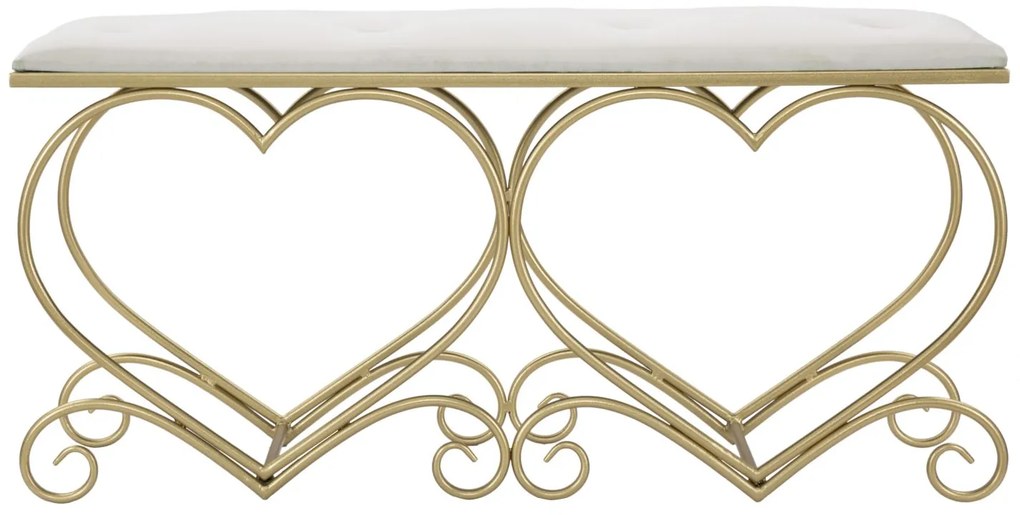 Mauro Ferretti Bancă Heart Crem, Dimensiuni: 105X37,5X51,5 cm. | Aosom Romania