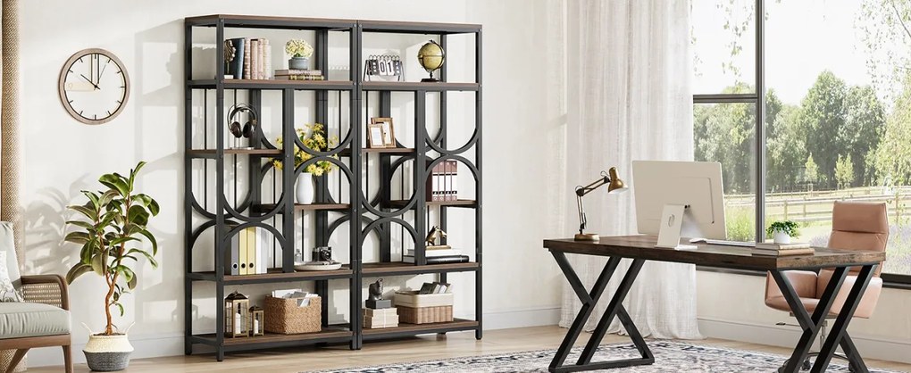 RAI53 - Rafturi, etajera 80 cm, pentru birou, biblioteca living, hol, dormitor, bucatarie, camera copii, stil industrial - Maro
