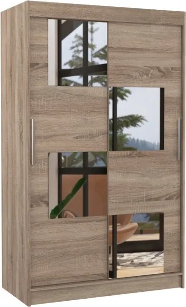 Dulap cu usi glisante si oglinda 120x200 cm, Lugano, ADRK Furniture (Culoare: Alb)