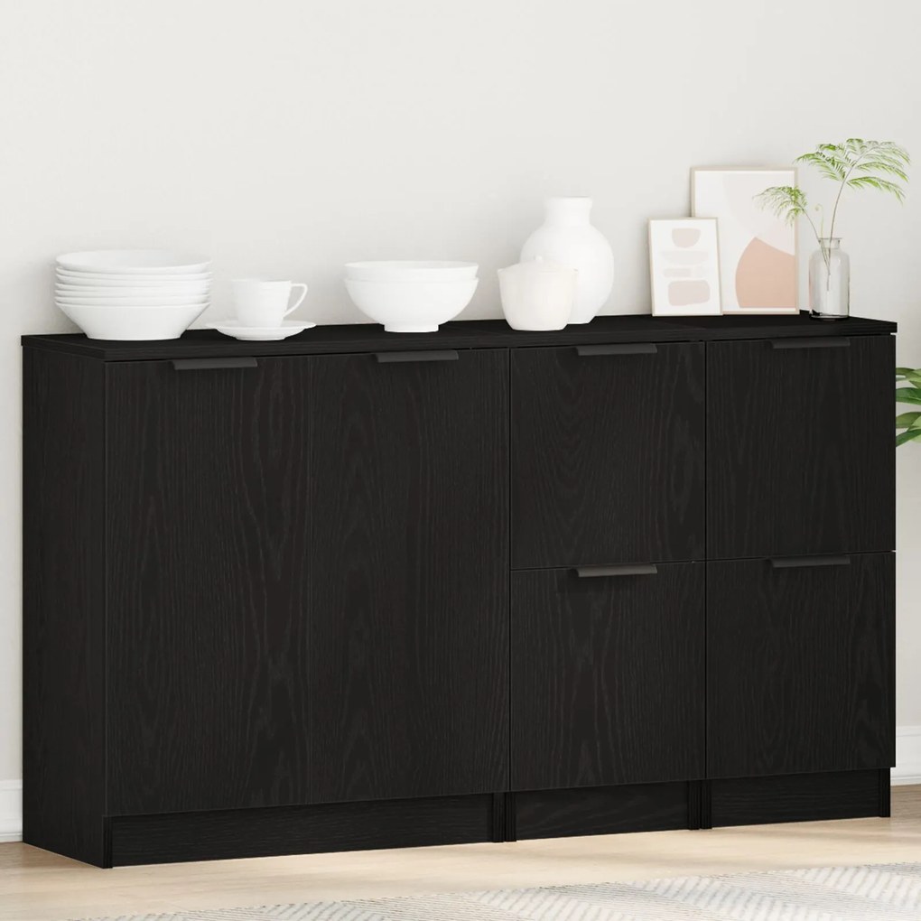 vidaXL Bufet Stejar Negru 180 x 30 x 70 cm Lemn compozit