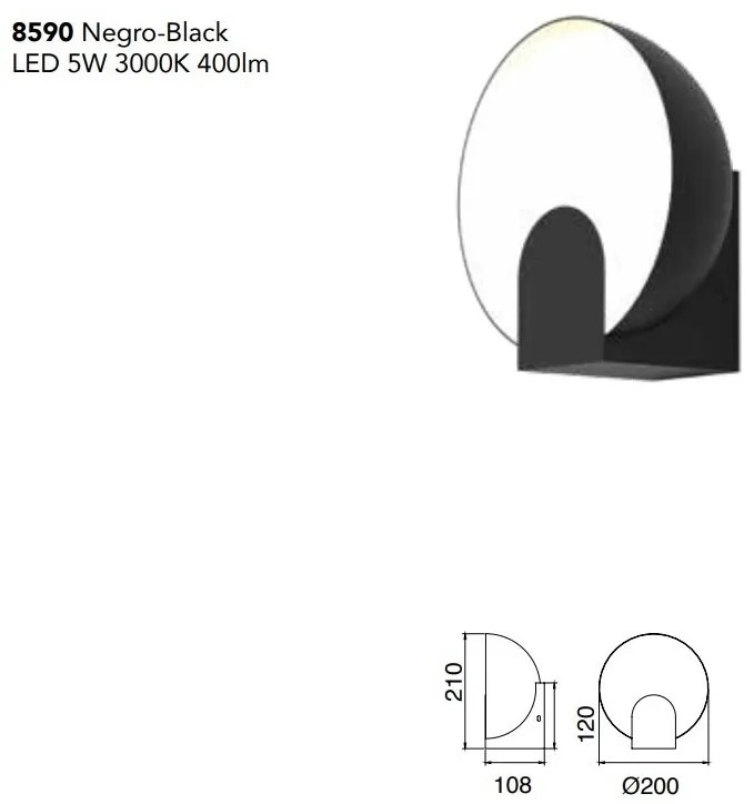 Aplica de perete LED design ambiental OCULO negru