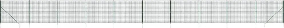 vidaXL Gard plasă de sârmă cu țăruși de fixare, verde, 1,8x25 m