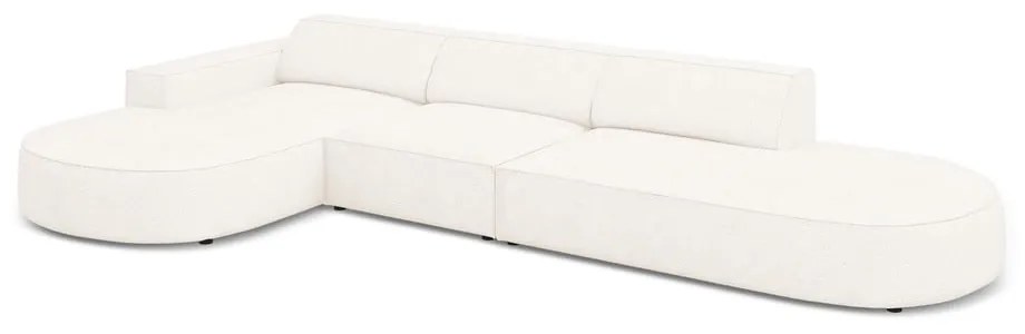 Colțar bej cu tapițerie bouclé (pe partea stângă) Jodie – Micadoni Home