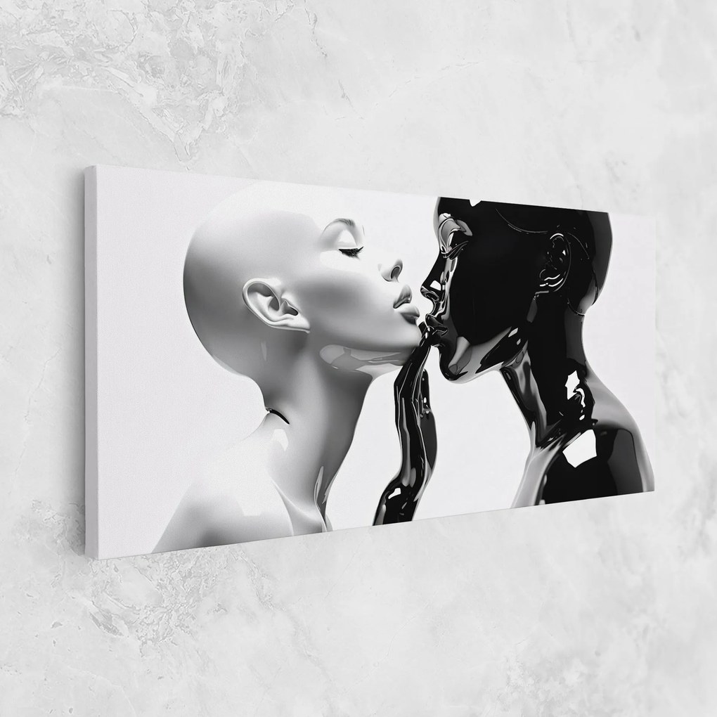 Tablou Canvas, 50x100cm, Dormitor si Living, Moderne, Alb negru, Feminine Sculpture