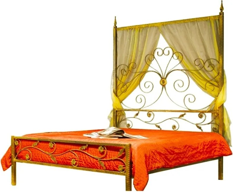 Pat matrimonial Queen din fier forjat cu balcachin 180x200 cm