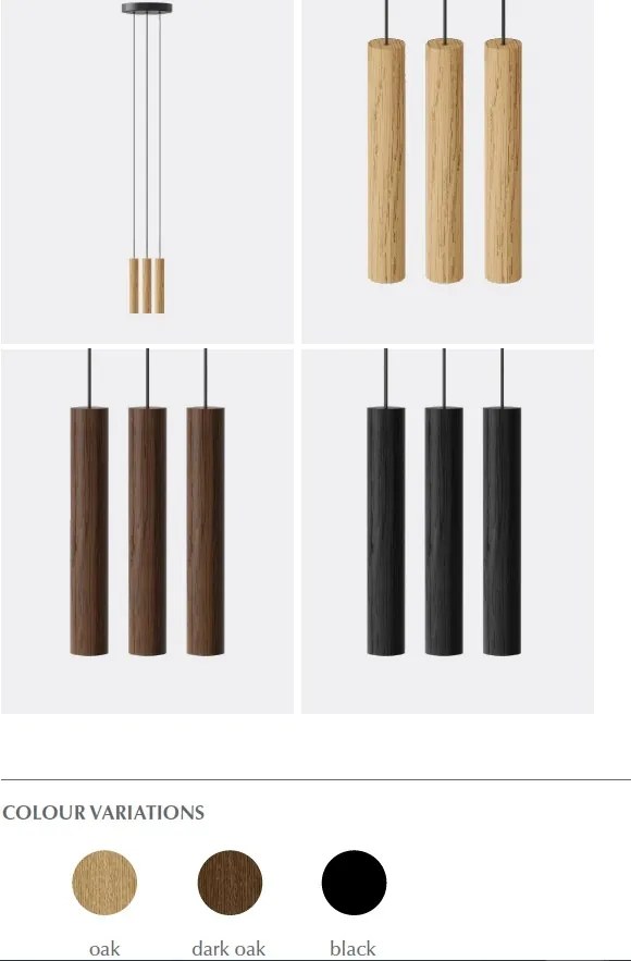 Lustra cu 3 pendule design minimalist din lemn cu spot LED încorporat Chimes 3 - oak