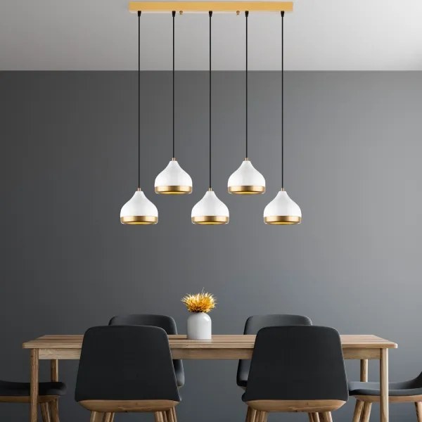 Lustră pe cablu YILDO 5xE27/40W/230V alb/auriu