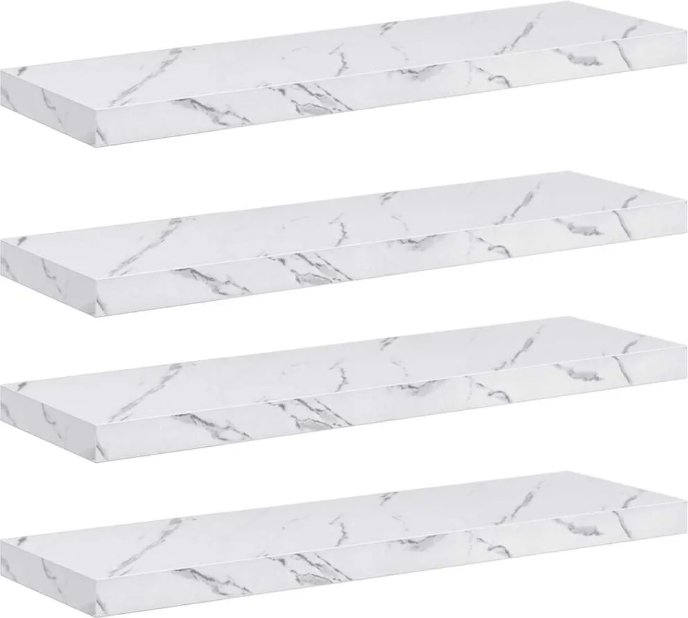 vidaXL Raft de perete Pe perete 4 pcs Marmură albă 90 x 23,5 x 4 cm
