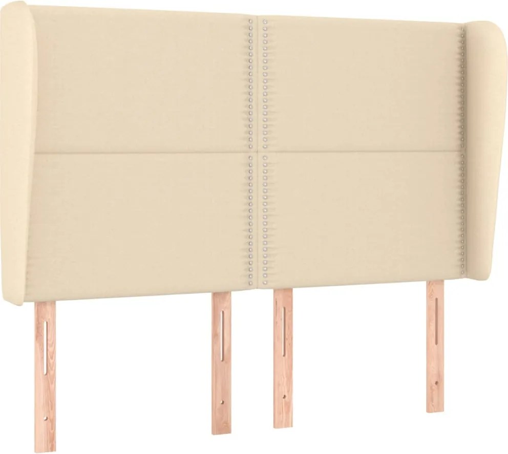 vidaXL Tăblie de pat cu aripioare, crem, 147x23x118/128 cm, textil