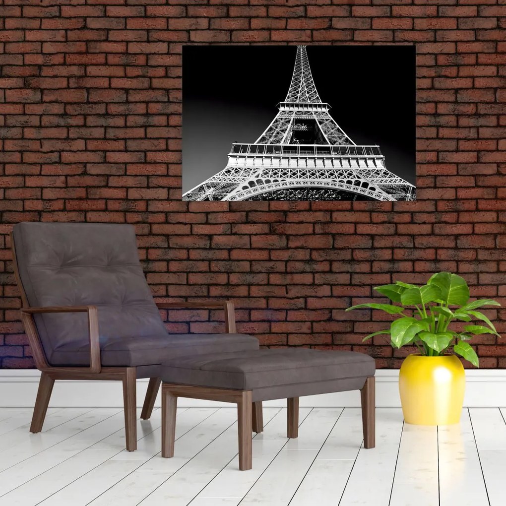 Tablou - Turnul Eiffel, alb-negru (90x60 cm)
