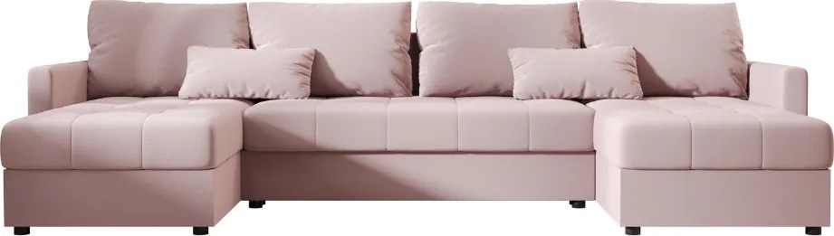 OFERTA Set canapea extensibila in forma de U VENORIA 285x146 cm, roz pudra + 2 pernute GRATUIT Calitatea II