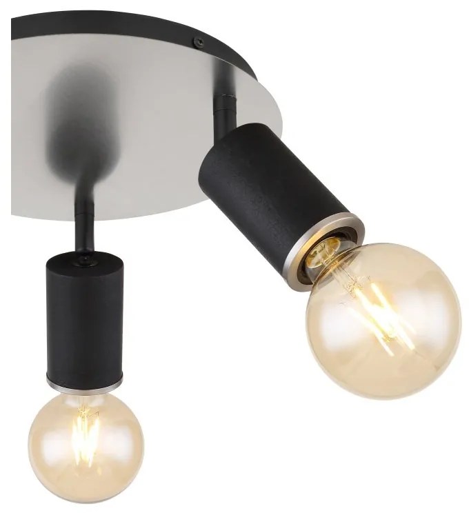 Plafoniera cu 3 spoturi directionabile design modern Joseba negru, nichel mat