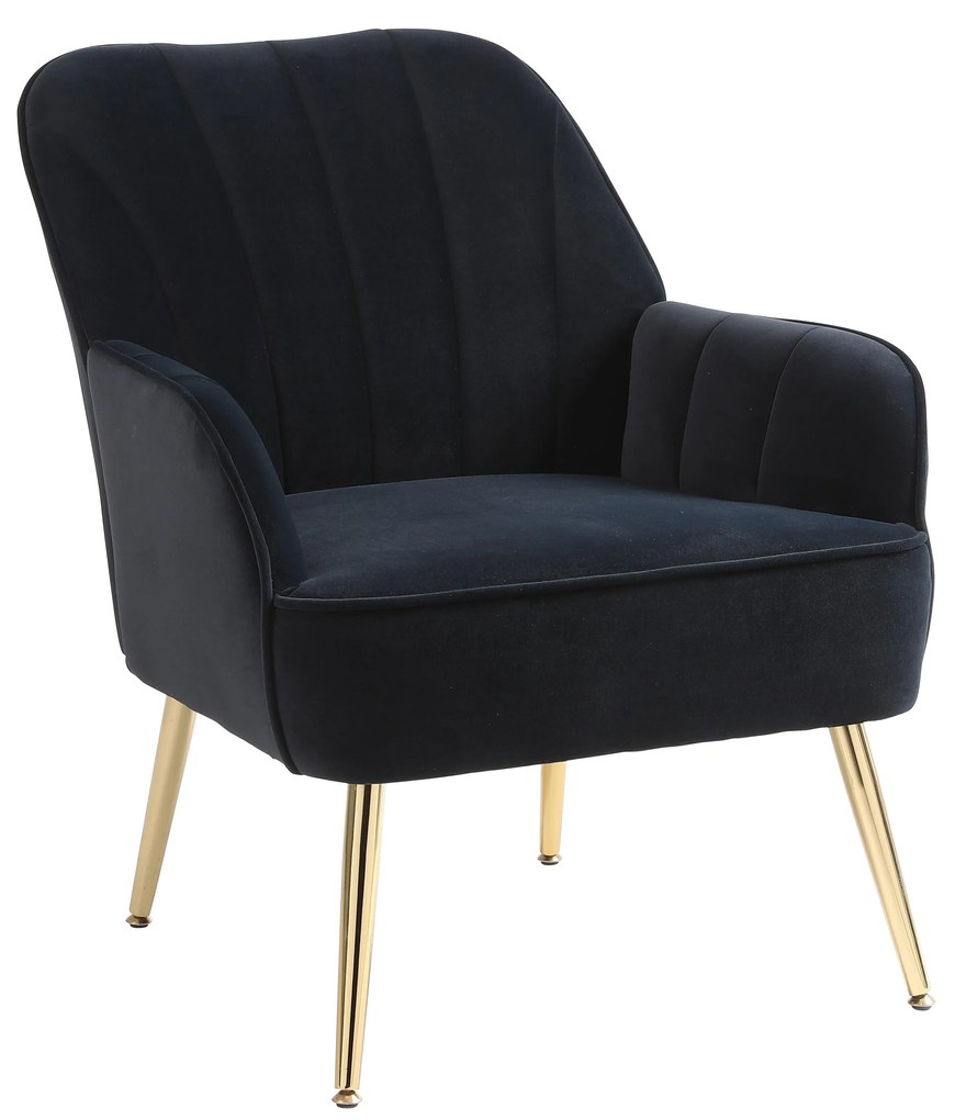 Fotoliu de salon din catifea, Design ergonomic, Negru