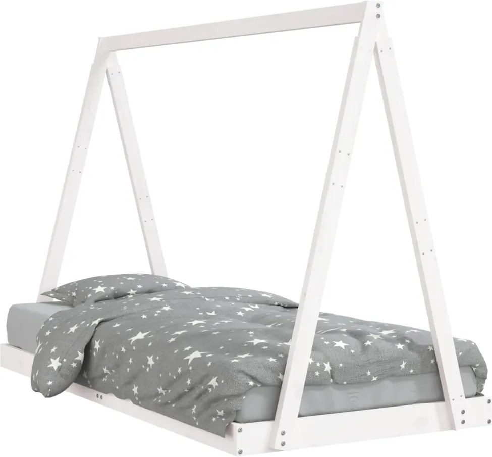 vidaXL Cadru de pat pentru copii, alb, 90x190 cm, lemn masiv de pin