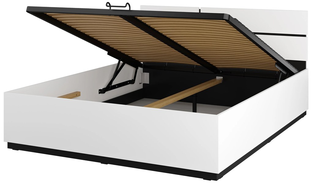 Pat matrimonial 160 cm Crossroad S51 (alb + negru) (lift cu gaz). 1118240