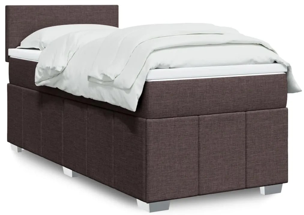 vidaXL Pat box spring cu saltea, maro închis, 80x200 cm, textil