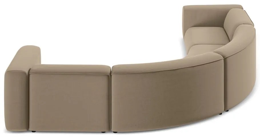 Colțar bej cu tapițerie din catifea Ekahi – Makamii