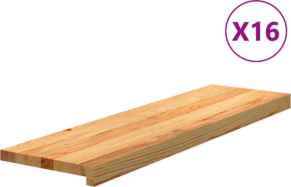 vidaXL Trepte de scară 16 buc maro deschis lemn masiv de stejar