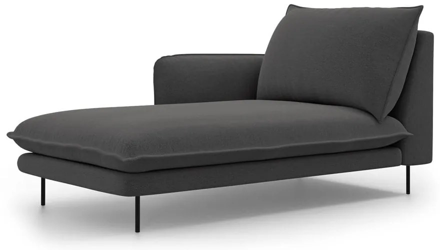 Șezlong divan cu cotieră pe partea stângă Cosmopolitan Design Vienna, gri închis