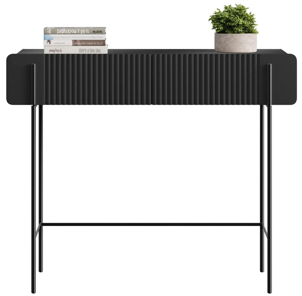 Masă de toaletă Malmi 100 cm - negru mat / picioare negre