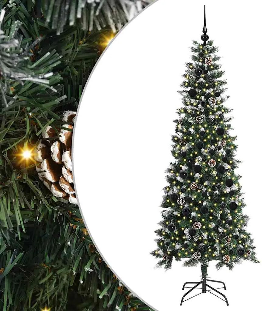vidaXL Brad de Crăciun artificial Verde 210 cm PVC și Plastic și Oțel