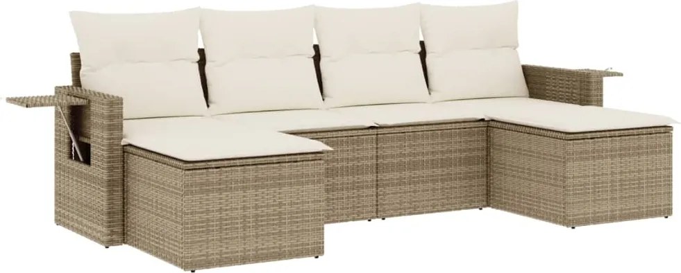 vidaXL Set canapele de grădină cu perne, 6 piese, bej, poliratan